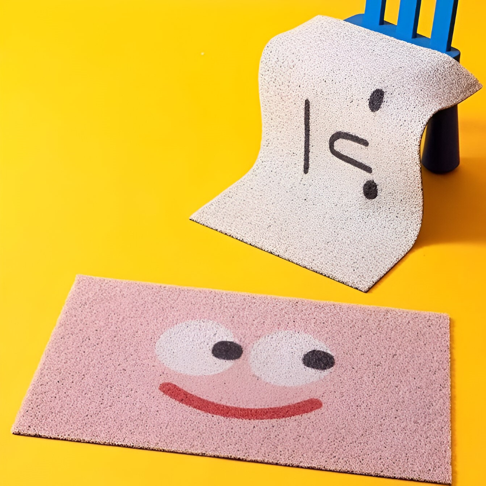 Doormat Smiley Print Non-Slip PVC Backing