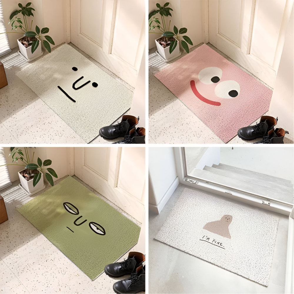 Doormat Smiley Print Non-Slip PVC Backing