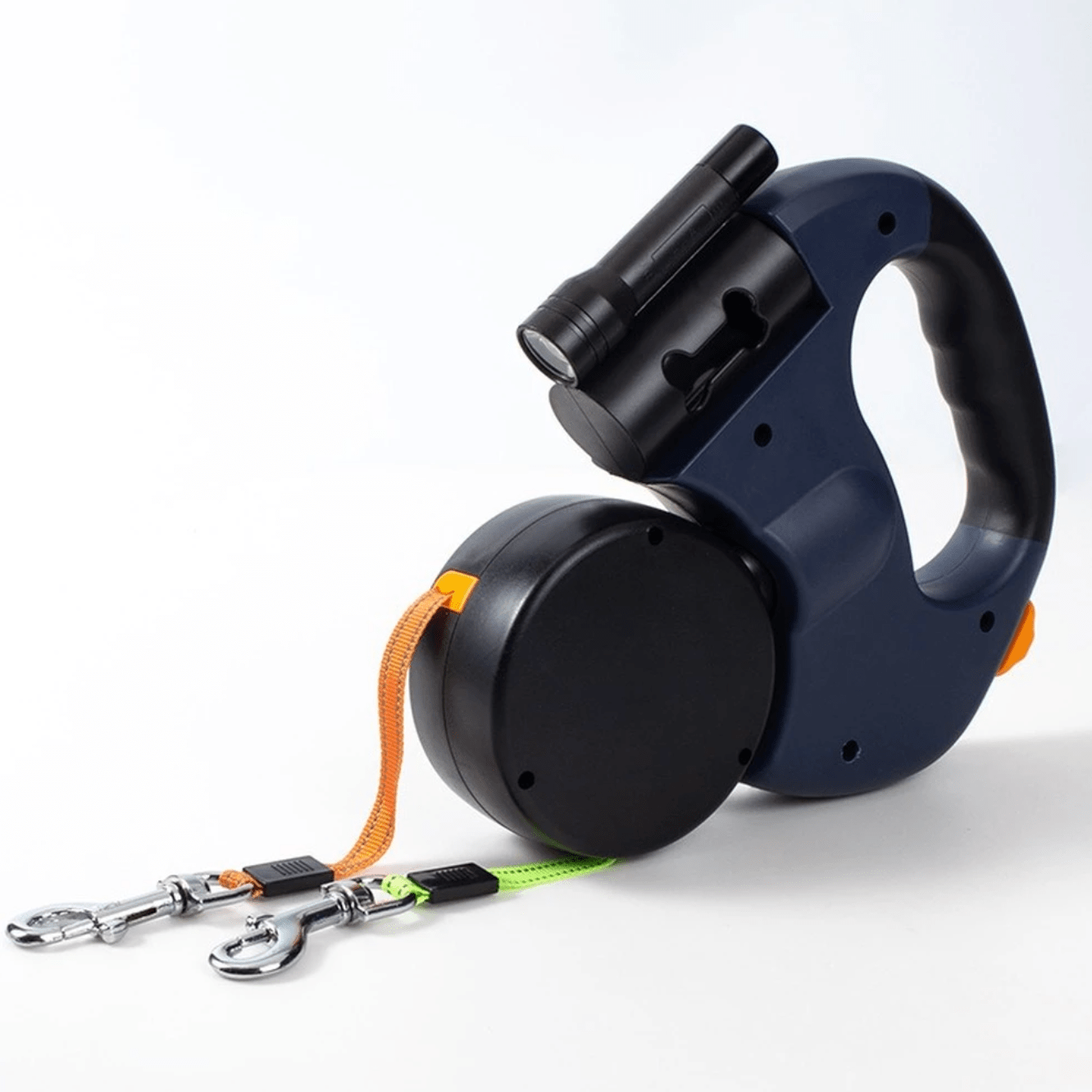 Double Dog Leash 360° Anti-Tangle One-Hand Control LED Light