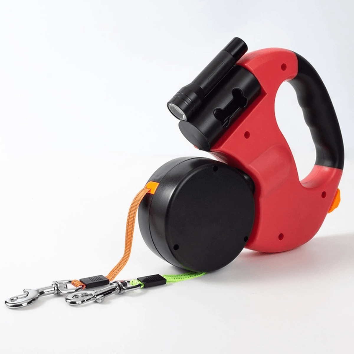 Double Dog Leash 360° Anti-Tangle One-Hand Control LED Light