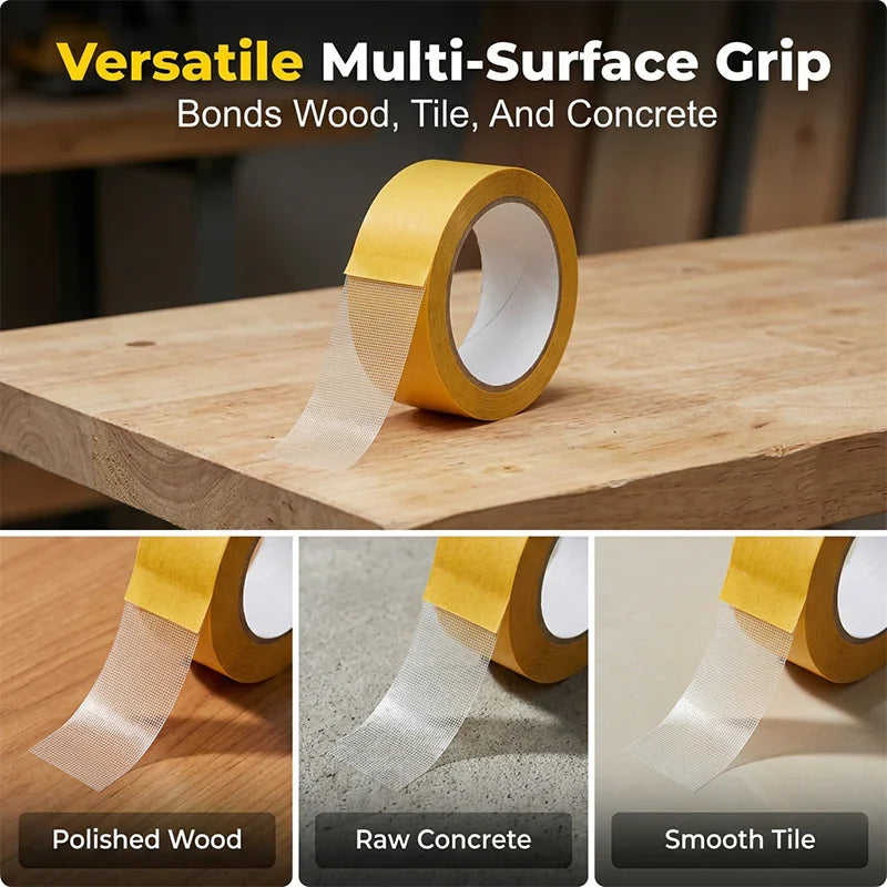 Double-Sided Tape Tear-Resistant Fabric Mesh Residue-Free 20m Roll