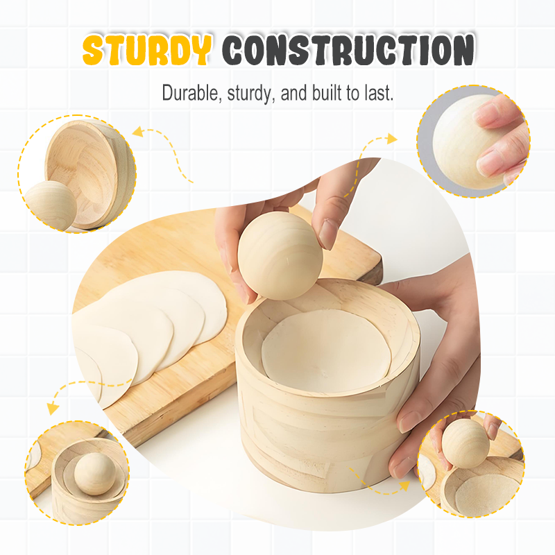 Dough Press Natural Wood Non-Stick Ergonomic Handle