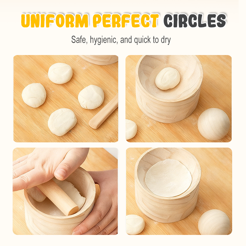 Dough Press Natural Wood Non-Stick Ergonomic Handle