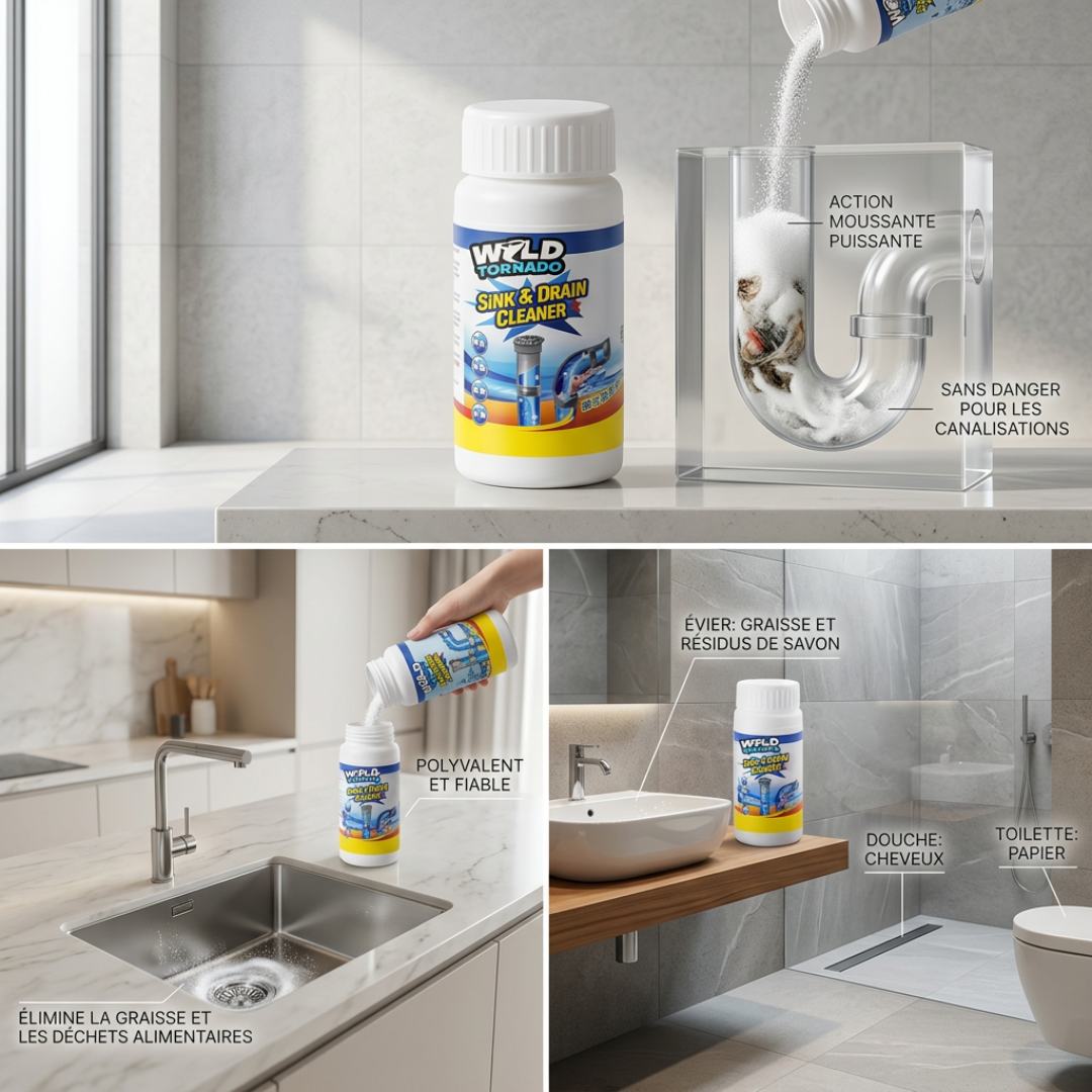 Drain Cleaner Powder Fast-Acting Foaming Safe For All Pipes
