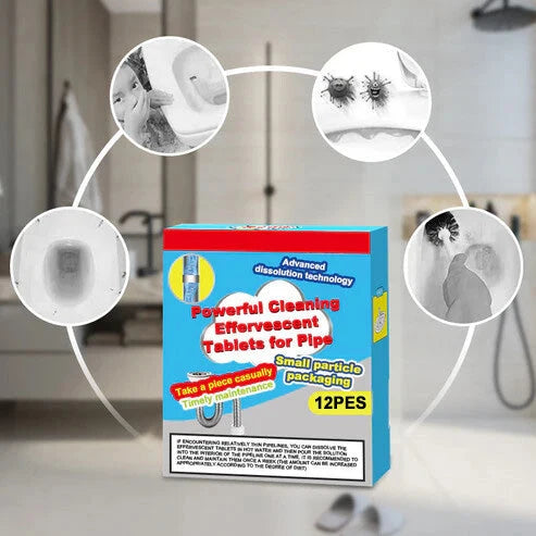 Drain Cleaning Tablets Fizzing Grease Dissolving PVC Safe