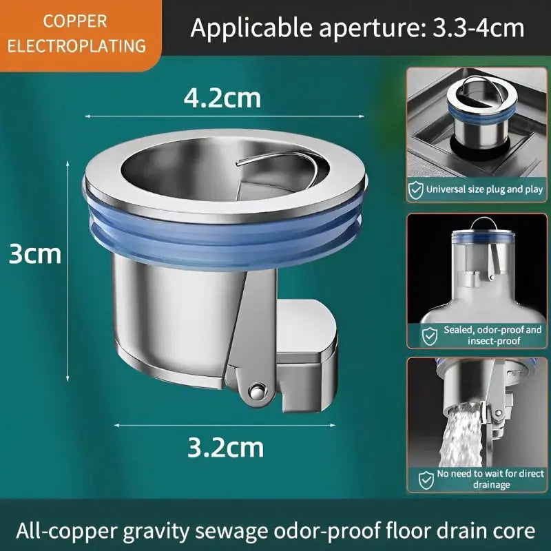 Drain Stopper Automatic Self-Sealing Brass Insect-Proof Set of 3