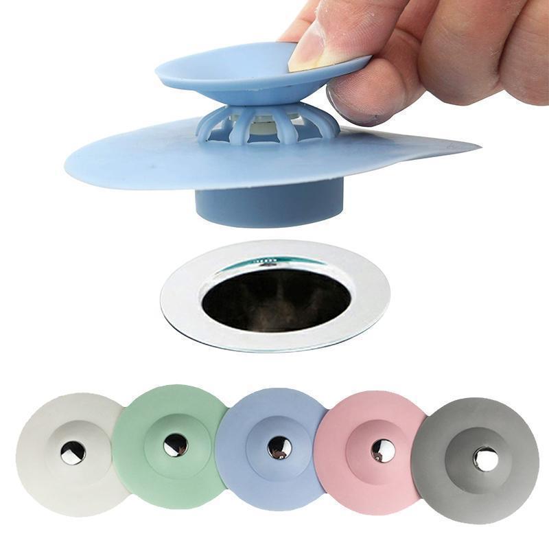 Drain Stopper Silicone Push-Button Hair Catcher