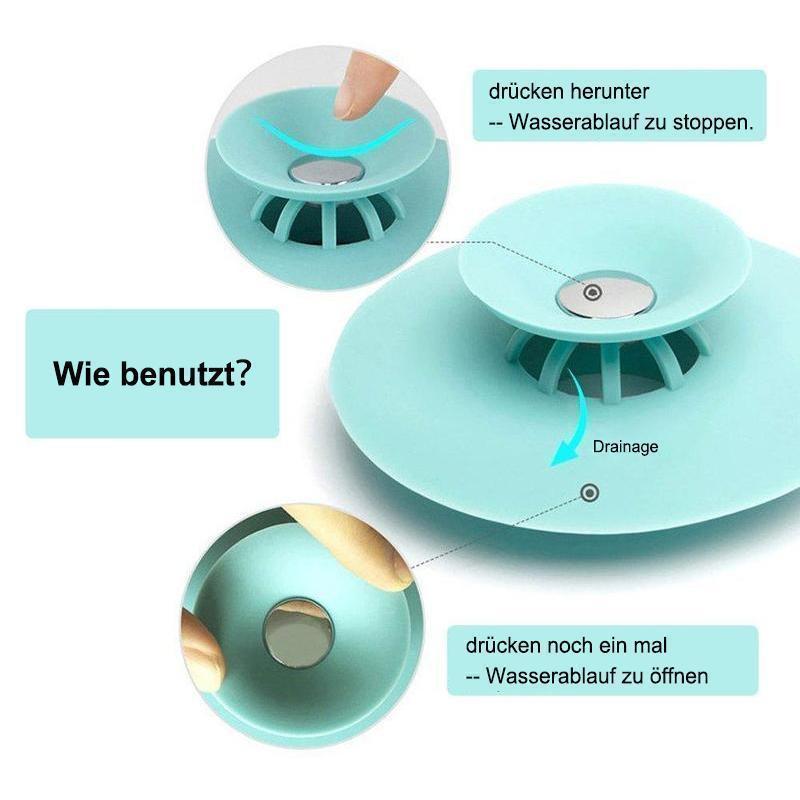 Drain Stopper Silicone Push-Button Hair Catcher