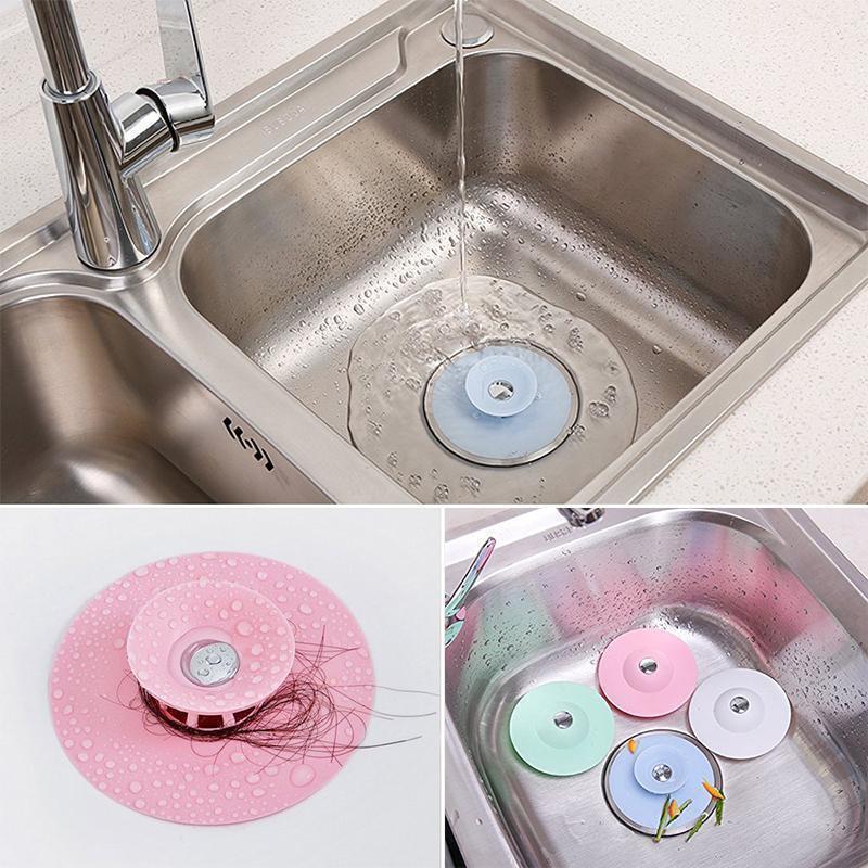 Drain Stopper Silicone Push-Button Seal & Hair Strainer