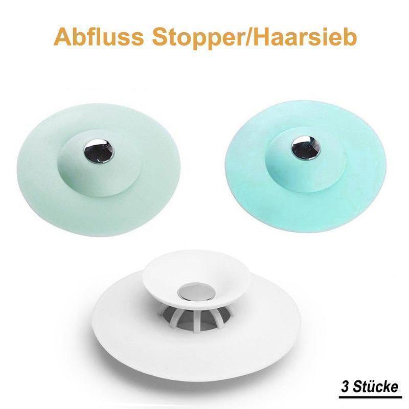 Drain Stopper Silicone Push-Button Seal & Hair Strainer