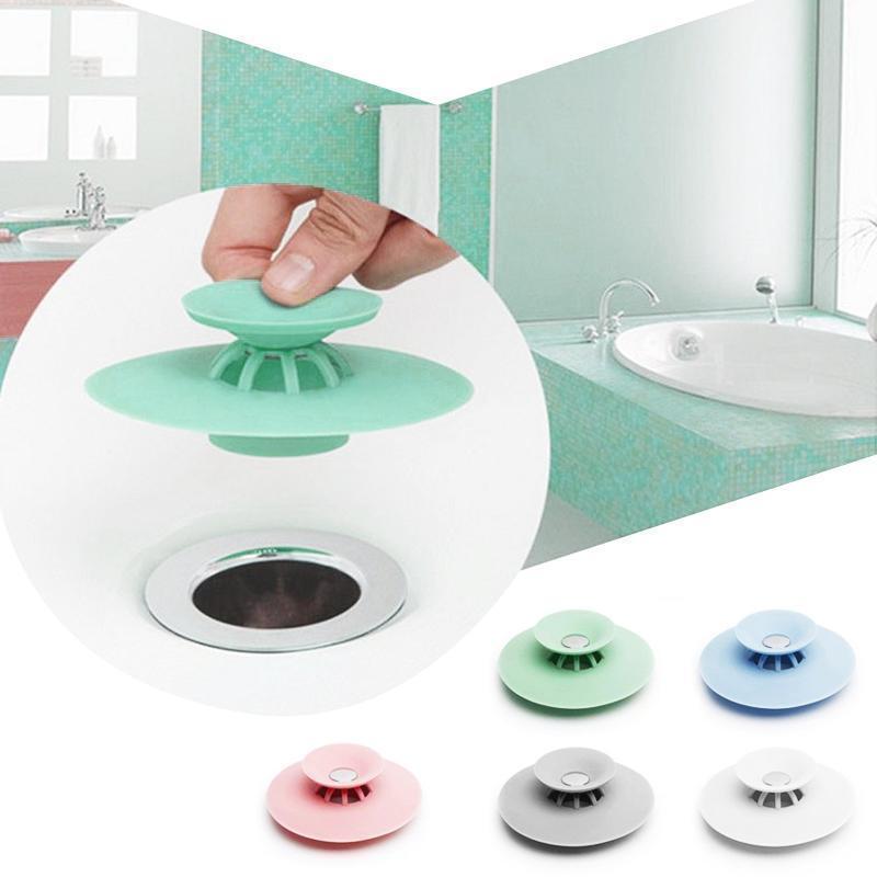 Drain Stopper Silicone Push-Button Seal & Hair Strainer