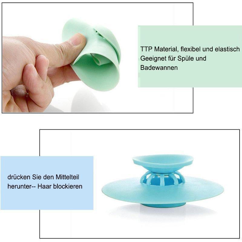 Drain Stopper Silicone Push-Button Seal & Hair Strainer