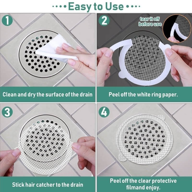 Drain Strainer Stickers Waterproof Fine Mesh Set of 10