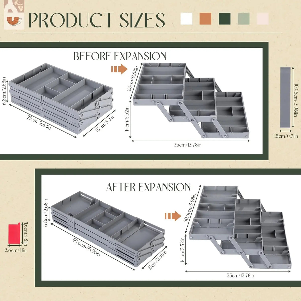 Drawer Organizer 3-Tier Expandable & Adjustable Dividers
