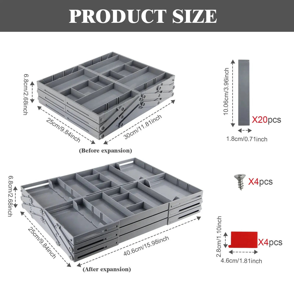 Drawer Organizer Expandable Three-Tier Adjustable Compartments