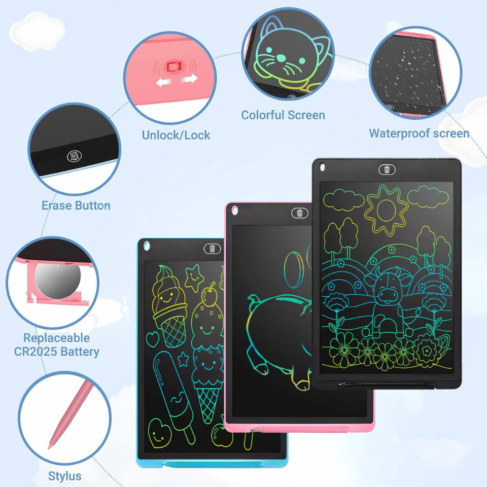Drawing Tablet LCD Reusable Stylus & One-Click Erase