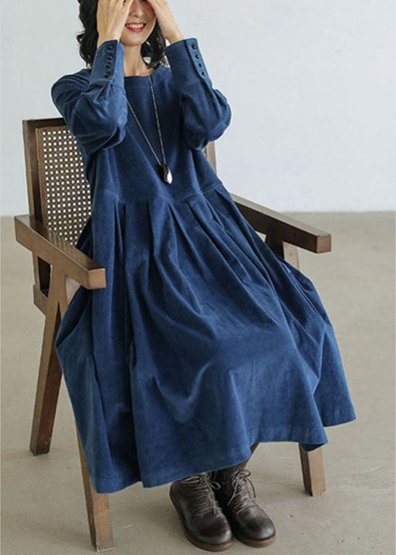 Dress Corduroy Patchwork Pockets