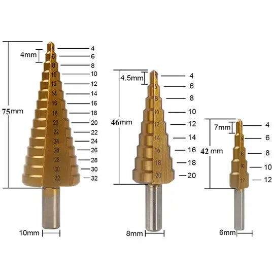Drill Bit Set Titanium-Coated HSS 6-Piece
