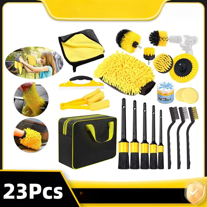 Drill Cleaning Kit 23-Piece Nylon Brushes & Microfiber Cloths