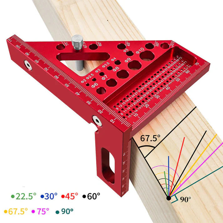 Drill Guide Square Anodized Aluminum Multi-Angle Inch Scale