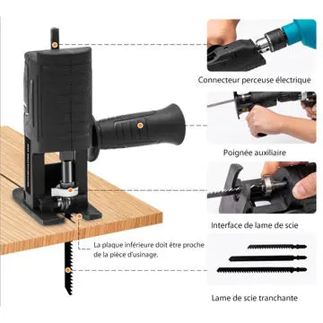 Drill Nibbler Attachment 360° Rotating Head Fits Standard Chucks