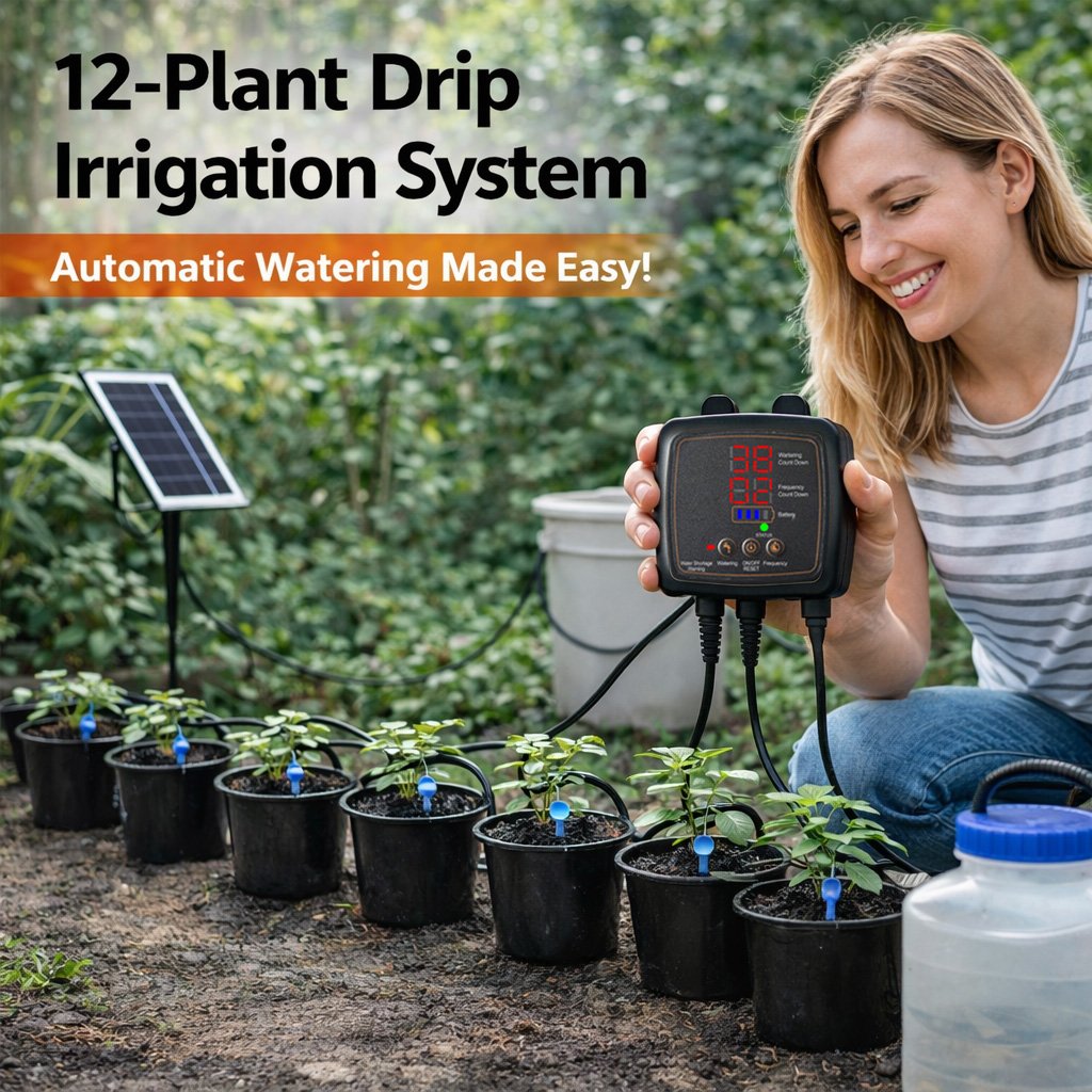 Drip Irrigation System 12-Plant Solar Digital Timer