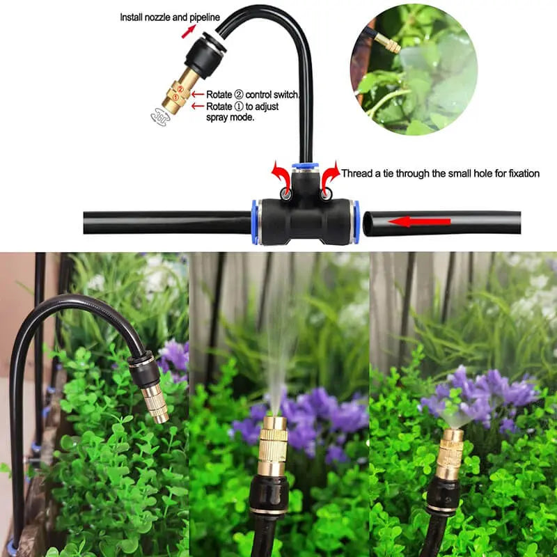 Drip Irrigation System 5/16 Inch Hose Tool-Free Snap Connectors