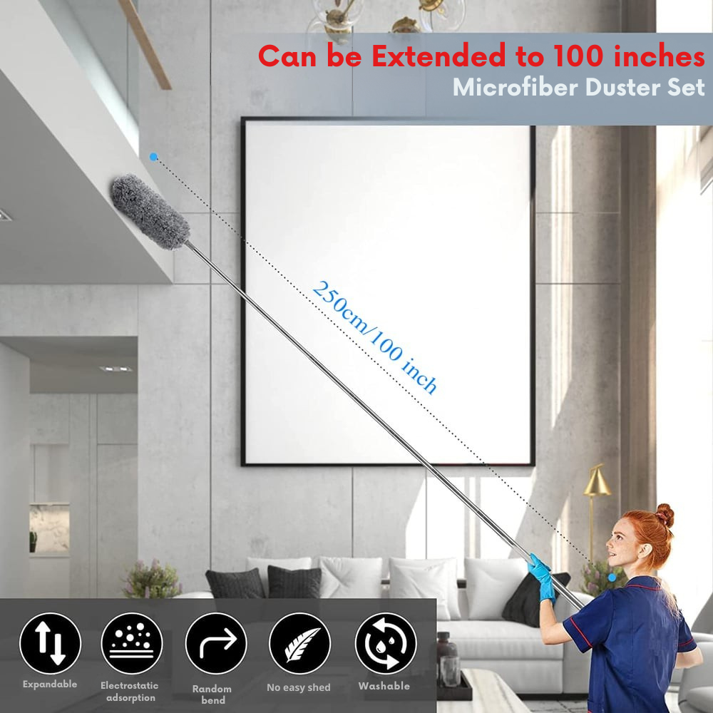Duster Telescopic Washable Microfiber Flexible Head 8.2 Ft Reach