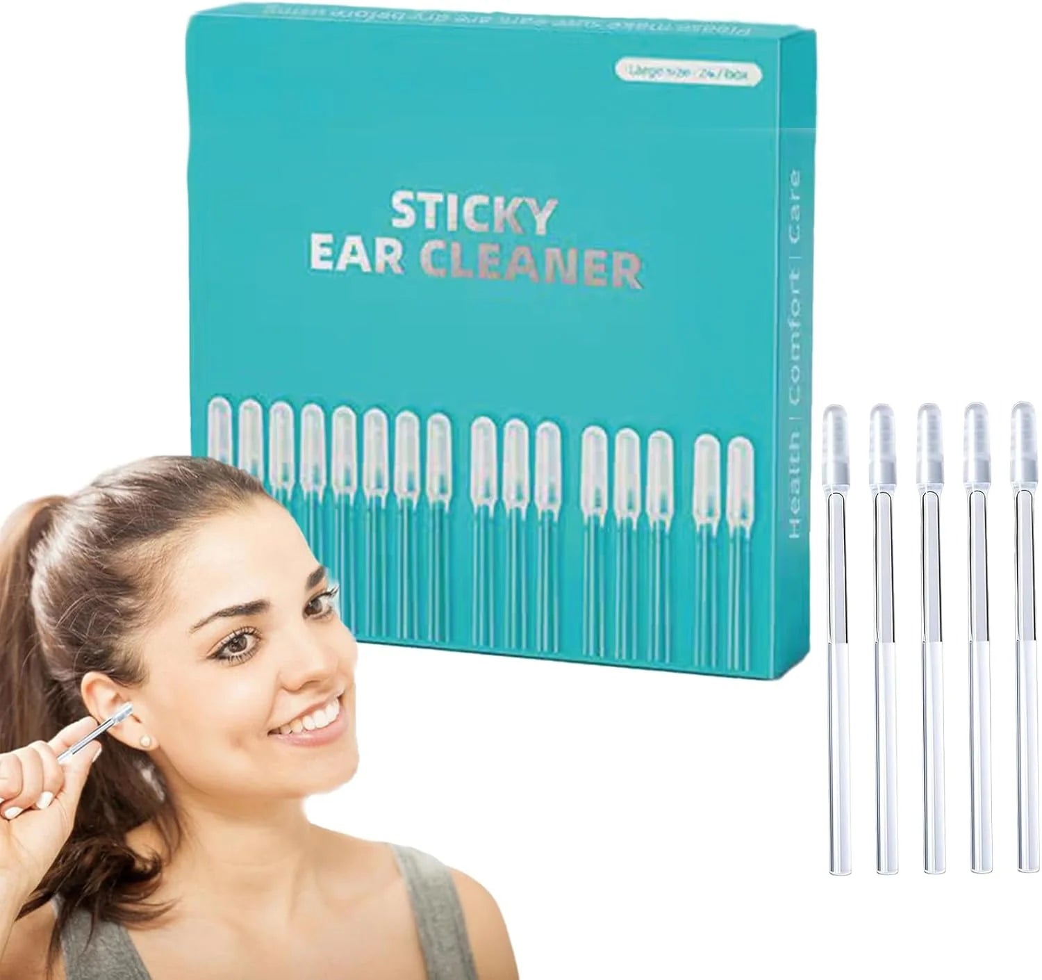 Ear Cleaning Stick Soft Rubber Adhesive Tip Reusable