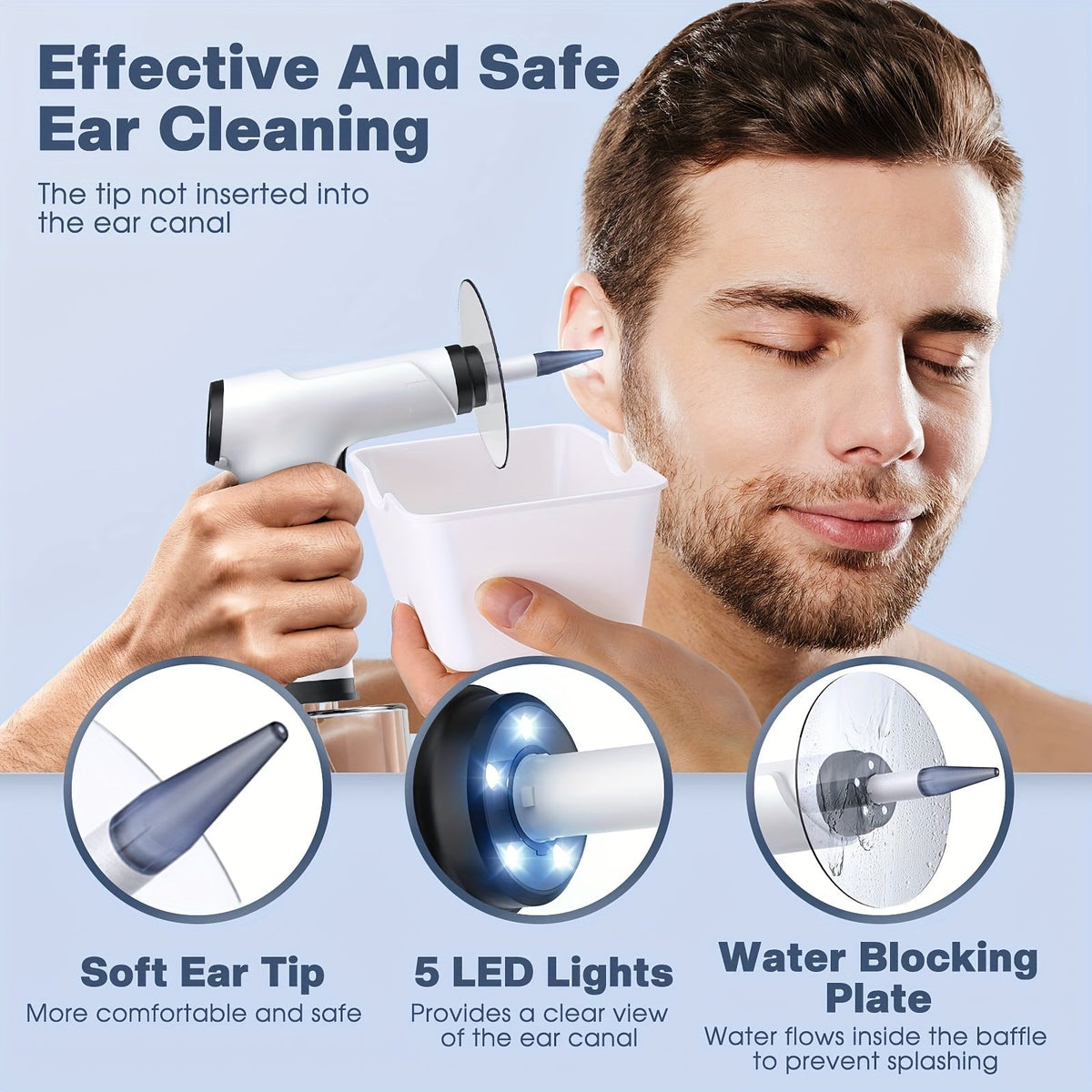 Ear Wax Removal Kit Gentle Flush LED USB Rechargeable