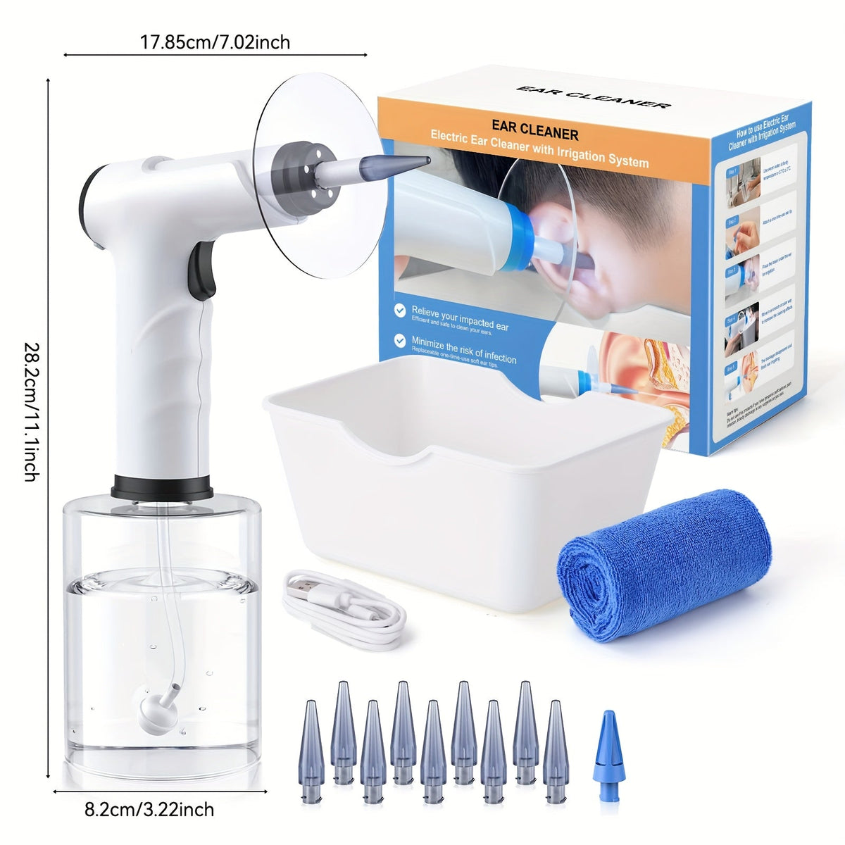 Ear Wax Removal Kit Gentle Flush LED USB Rechargeable