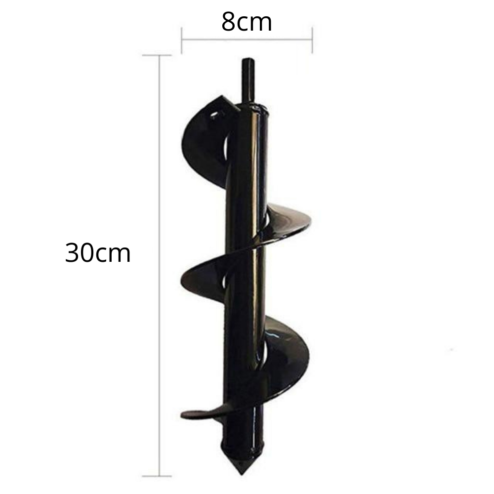 Earth Auger Spiral Powder-Coated Steel Hex Shank