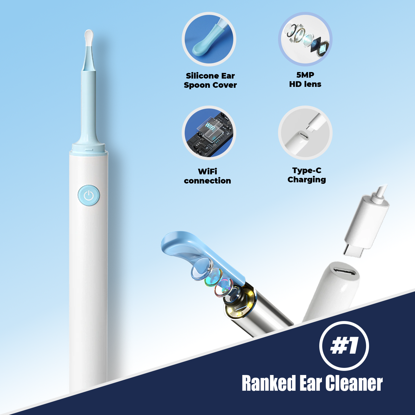 Earwax Removal Kit HD Camera & Silicone Tips