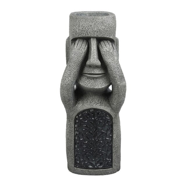 Easter Island Statue Planter Weatherproof Resin LED Base Indoor & Outdoor
