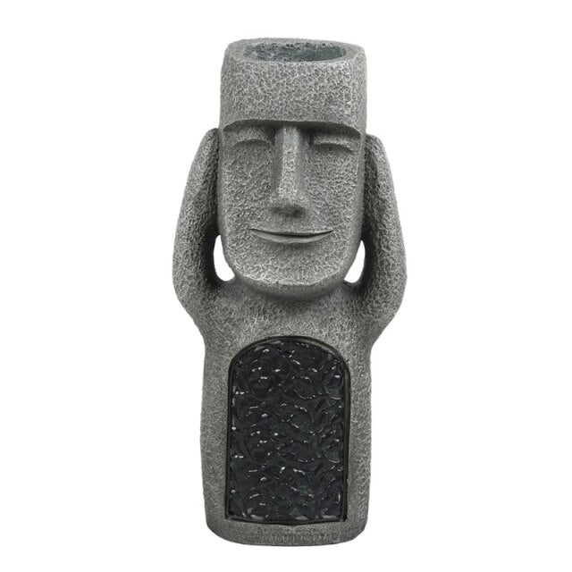 Easter Island Statue Planter Weatherproof Resin LED Base Indoor & Outdoor