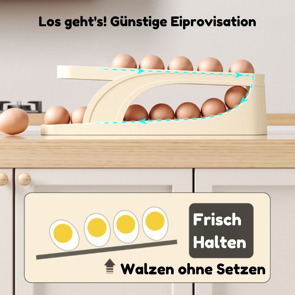 Egg Organizer Automatic Rolling 15 Egg Capacity Non-Slip Base
