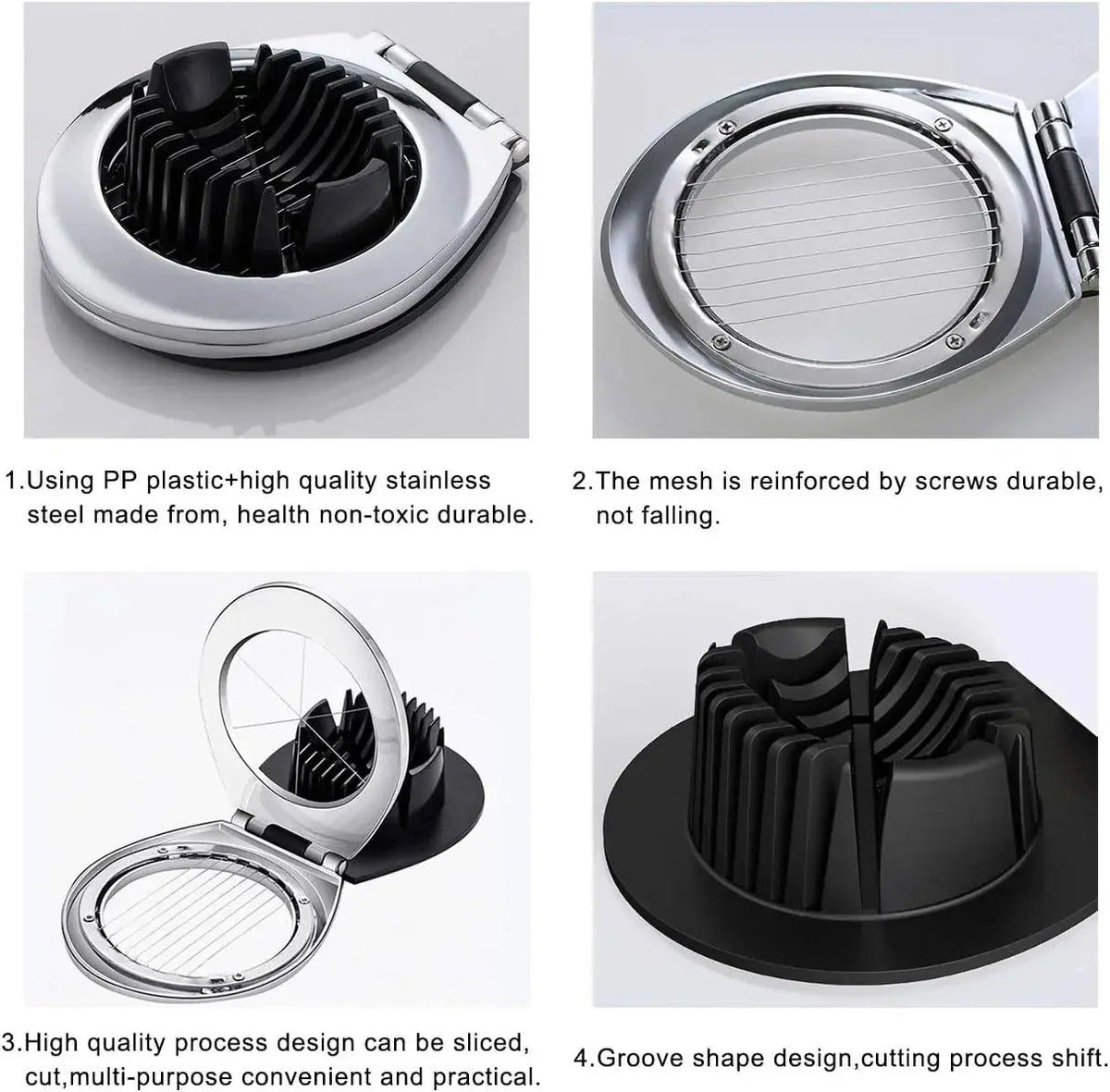 Egg Slicer 3-In-1 Foldable Stainless Steel Wires Non-Slip Base