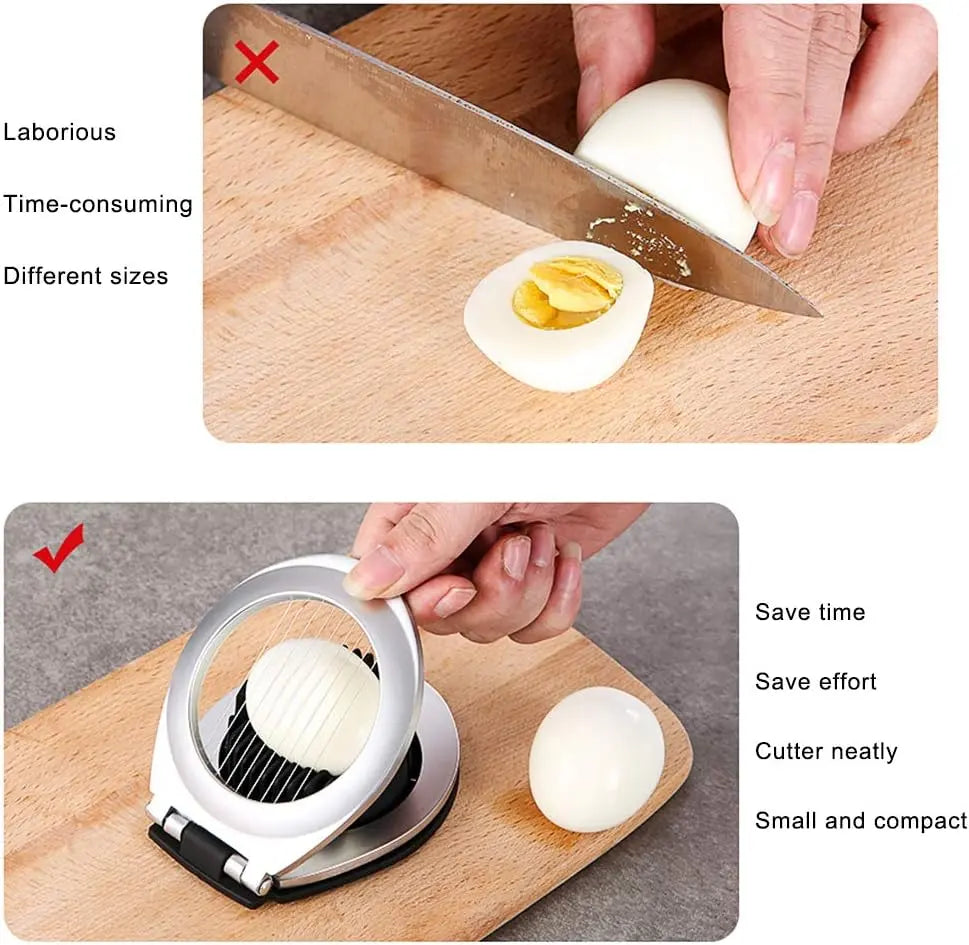 Egg Slicer 3-In-1 Foldable Stainless Steel Wires Non-Slip Base