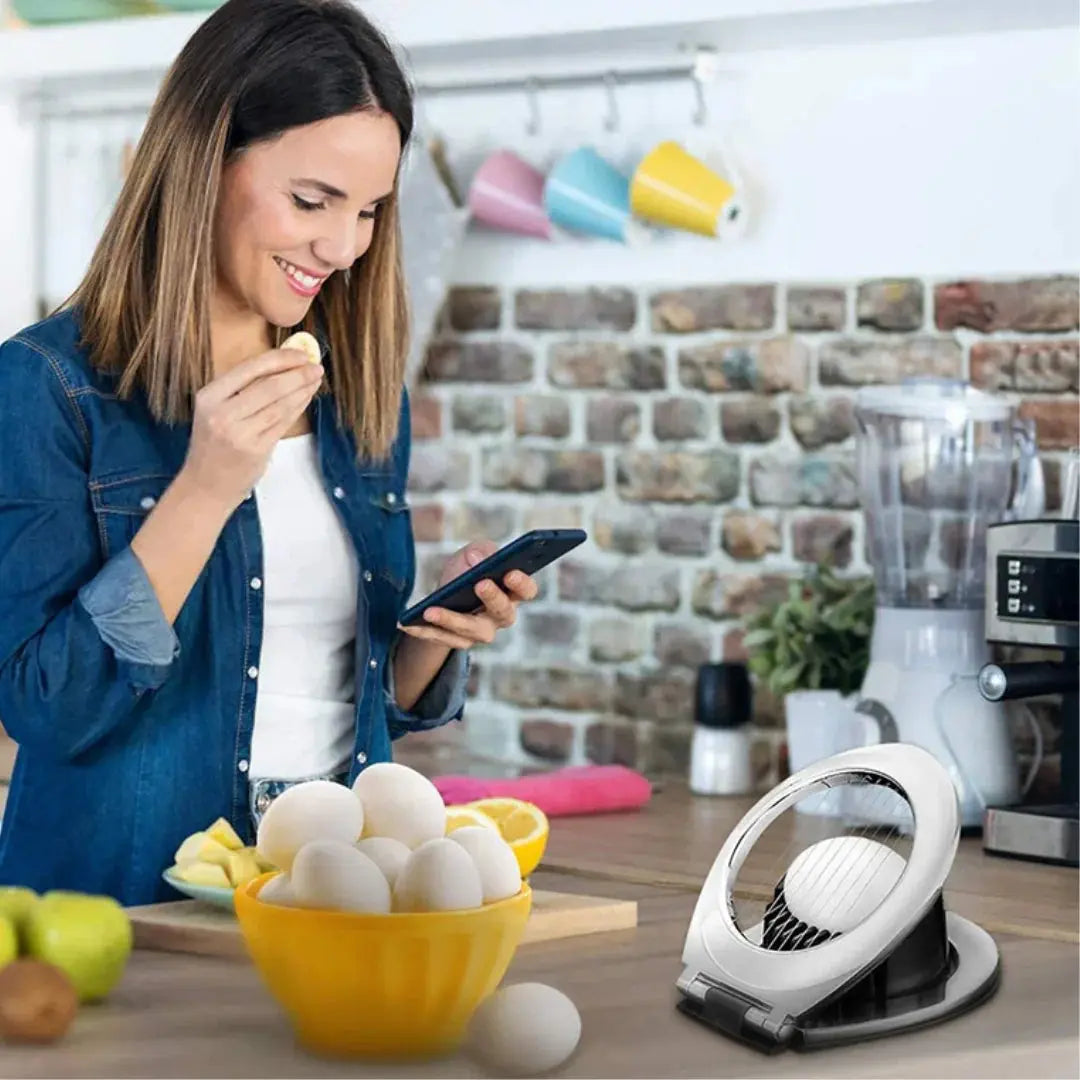 Egg Slicer 3-In-1 Foldable Stainless Steel Wires Non-Slip Base