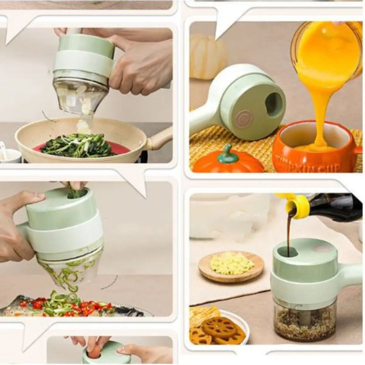 Electric Chopper 4-In-1 Cordless USB Rechargeable & Self-Cleaning