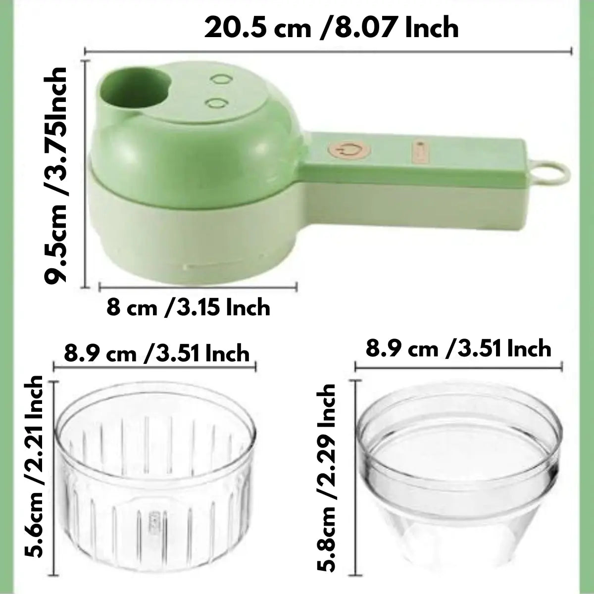 Electric Chopper 4-In-1 Cordless USB Rechargeable & Self-Cleaning