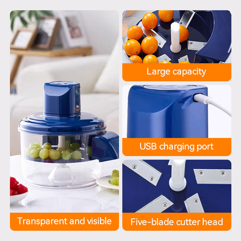 Electric Chopper Five-Blade Stainless Steel USB Rechargeable