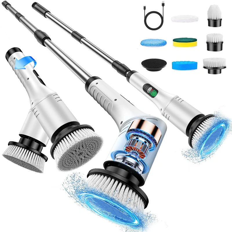 Electric Cleaning Brush Cordless LED Display Extendable Handle