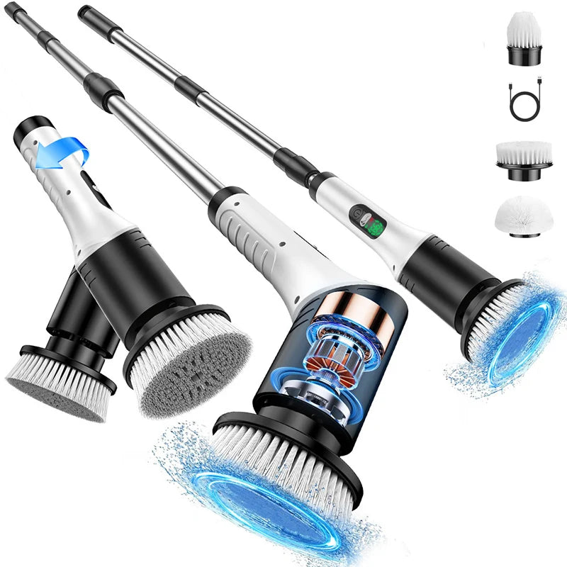 Electric Cleaning Brush Cordless LED Display Extendable Handle