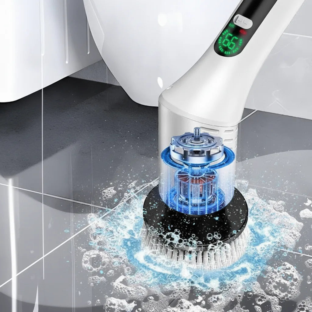 Electric Cleaning Brush Cordless LED Display Extendable Handle