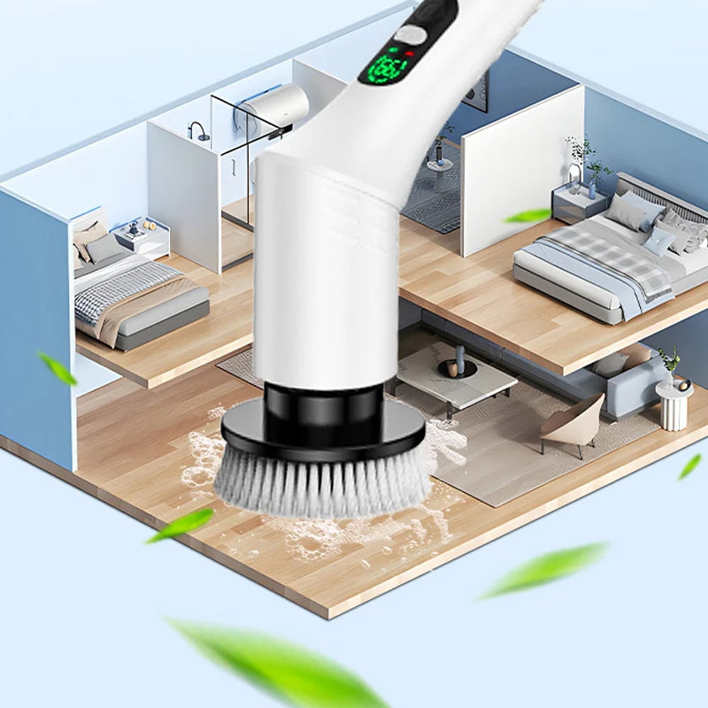 Electric Cleaning Brush Cordless LED Display Extendable Handle