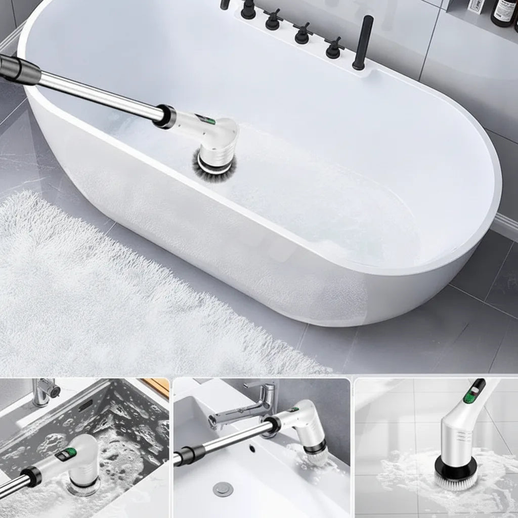 Electric Cleaning Brush Cordless LED Display Extendable Handle