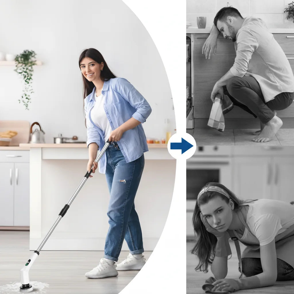 Electric Cleaning Brush Cordless LED Display Extendable Handle