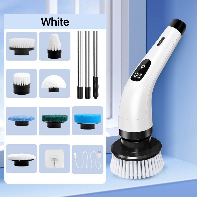Electric Cleaning Brush Rechargeable Cordless 9 Interchangeable Heads