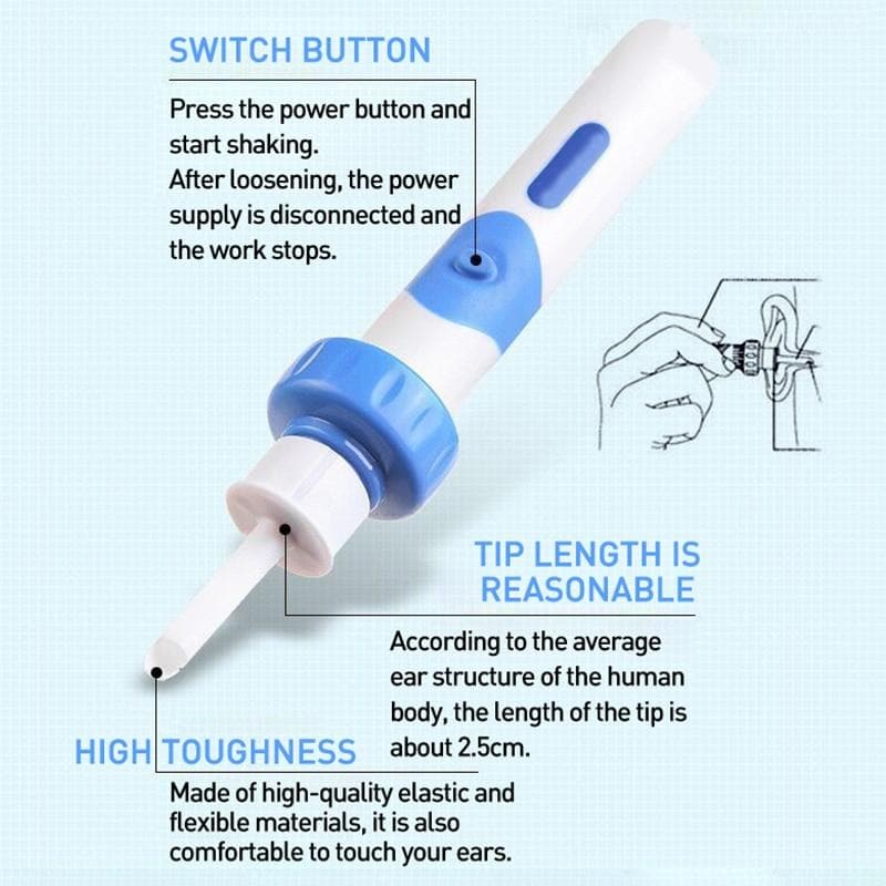 Electric Ear Cleaner Vibration & Vacuum Silicone Tip